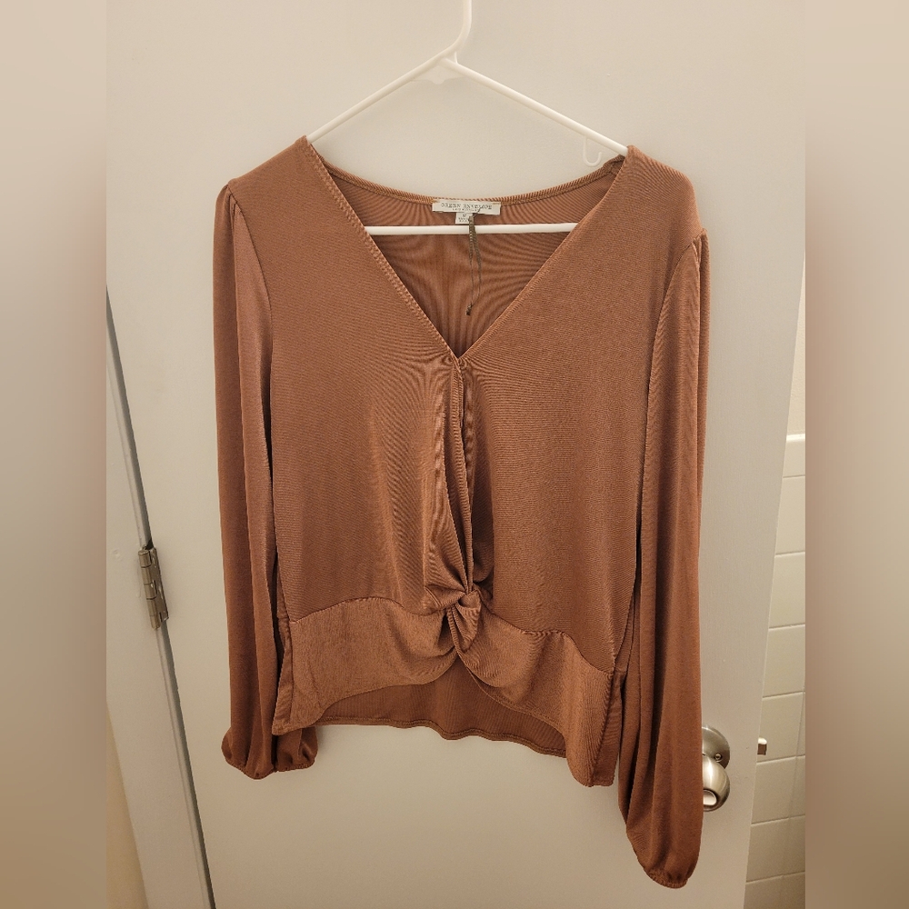 Elegant Brown Women's soft and silky long sleeve Top